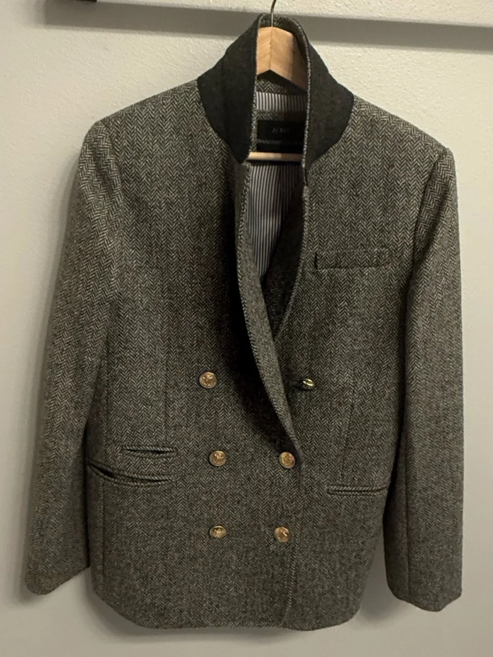 J.Crew Bristol Blazer Heather Graphite Herringbone Wool Size 10. $248